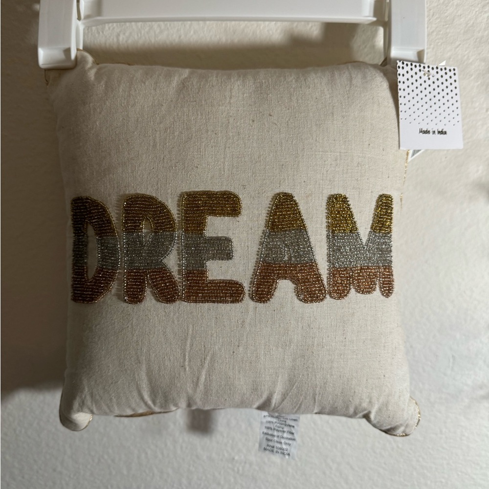 NWT Beaded “Dream” Decorative Pillow